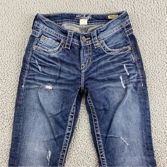 Silver Jeans Women's Lola 17" Straight Fit Thick Stitch Stretch Jean  | Size: 24 - Picture 2 of 14